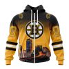 NHL Boston Bruins Custom Name Number Cityscape Zip Up Hoodie