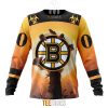 NHL Boston Bruins Custom Name Number Held By Zombie’s Hand Sweatshirt