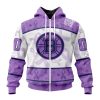 NHL Boston Bruins Custom Name Number Lavender Hockey Fights Cancer Zip Up Hoodie