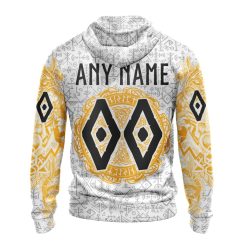 Alternative view of NHL Boston Bruins Custom Name Number Norse Viking Symbols Zip Up Hoodie