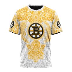 NHL Boston Bruins Custom Name Number Norse Viking Symbols T-Shirt