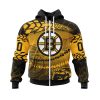 NHL Boston Bruins Custom Name Number Off – Road Style Zip Up Hoodie