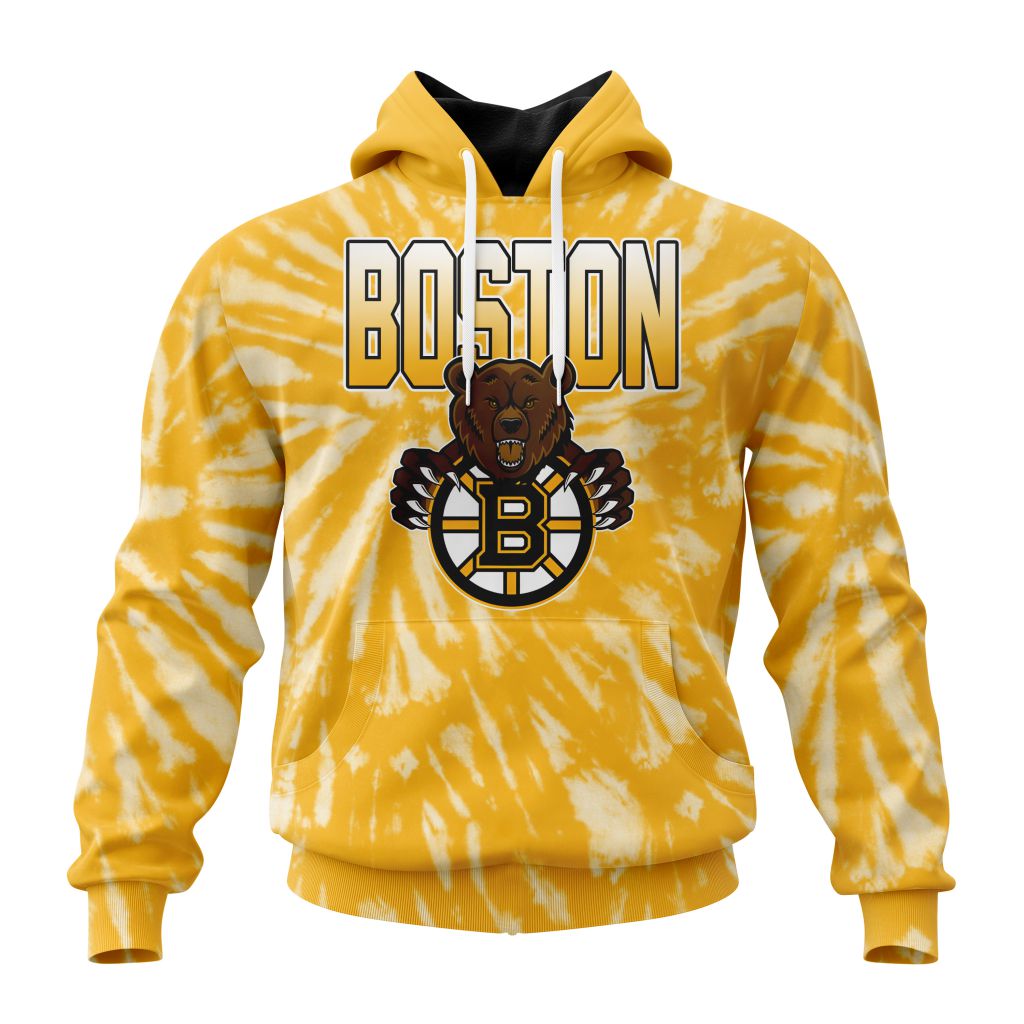 NHL Boston Bruins Custom Name Number Retro Vintage Tie - Dye Pullover Hoodie