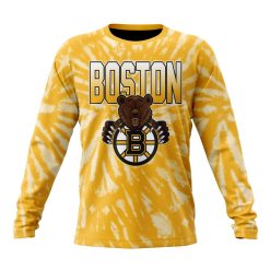 NHL Boston Bruins Custom Name Number Retro Vintage Tie - Dye Sweatshirt