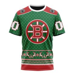NHL Boston Bruins Custom Name Number Ugly Christmas T-Shirt