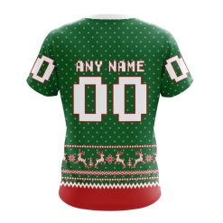 Alternative view of NHL Boston Bruins Custom Name Number Ugly Christmas T-Shirt