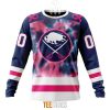 NHL Buffalo Sabres Custom Name Number Breast Cancer Tie-Dye Sweatshirt