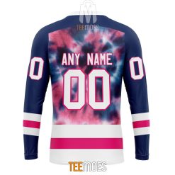 Alternative view of NHL Buffalo Sabres Custom Name Number Breast Cancer Tie-Dye Sweatshirt