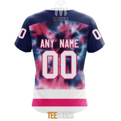 Alternative view of NHL Buffalo Sabres Custom Name Number Breast Cancer Tie-Dye T-Shirt