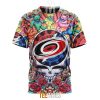 NHL Carolina Hurricanes Custom Name Number Grateful Dead Hippie T-Shirt