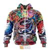 NHL Columbus Blue Jackets Custom Name Number Grateful Dead Hippie Zip Up Hoodie