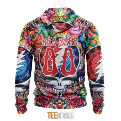 Alternative view of NHL Detroit Red Wings Custom Name Number Grateful Dead Hippie Zip Up Hoodie