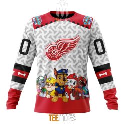 NHL Detroit Red Wings Custom Name Number PAW Patrol The Mighty Sweatshirt