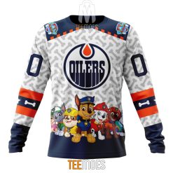 NHL Edmonton Oilers Custom Name Number PAW Patrol The Mighty Sweatshirt