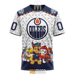 NHL Edmonton Oilers Custom Name Number PAW Patrol The Mighty T-Shirt