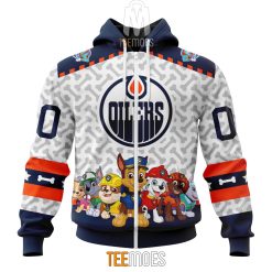 NHL Edmonton Oilers Custom Name Number PAW Patrol The Mighty Zip Up Hoodie