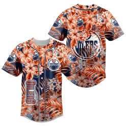 NHL Edmonton Oilers Floral Baseball Jersey