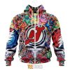 NHL New Jersey Devils Custom Name Number Grateful Dead Hippie Zip Up Hoodie