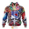 NHL New York Rangers Custom Name Number Grateful Dead Hippie Zip Up Hoodie