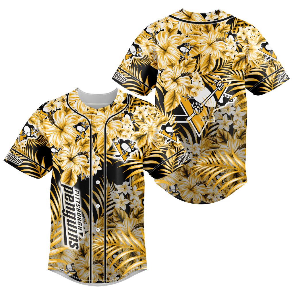 NHL Pittsburgh Penguins Floral Baseball Jersey