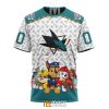 NHL San Jose Sharks Custom Name Number PAW Patrol The Mighty T-Shirt