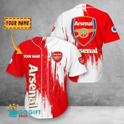 Arsenal FC Custom Name Red White Baseball Jersey