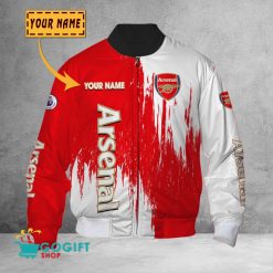 Arsenal FC Custom Name Red White Bomber Jacket