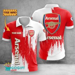 Arsenal FC Custom Name Red White Polo Shirt