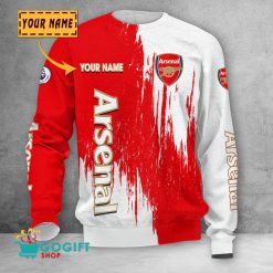 Arsenal FC Custom Name Red White Sweatshirt