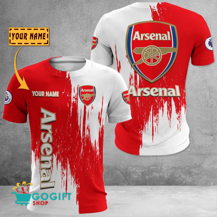 Arsenal FC Custom Name Red White T-Shirt