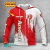 Arsenal FC Custom Name Red White Zip Up Hoodie