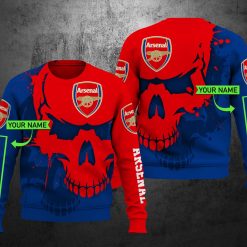 Arsenal FC Custom Name Skull Sweater