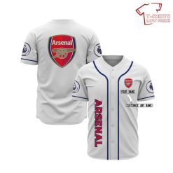 Arsenal FC Custom Name White Baseball Jersey