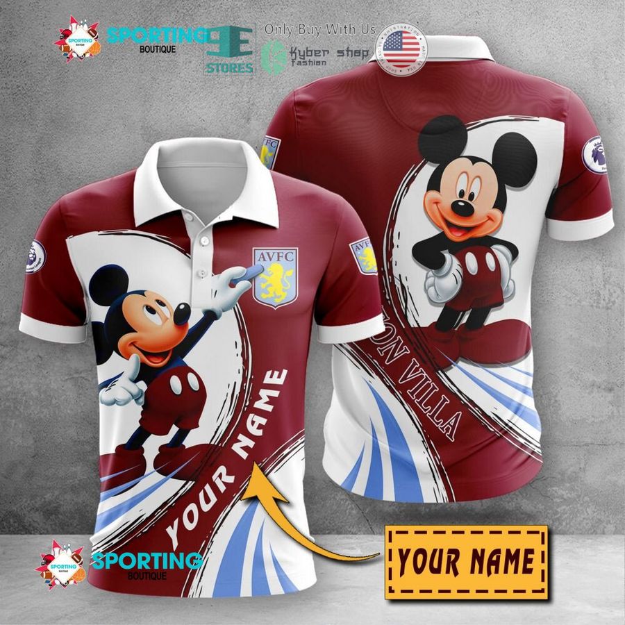 Aston Villa FC Custom Name Mickey Polo Shirt