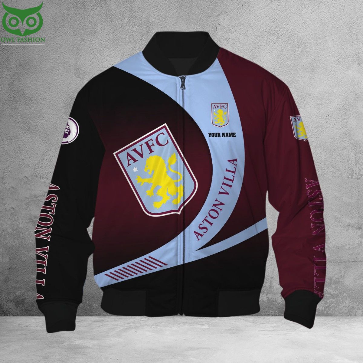 Aston Villa FC Custom Name Premier League Bomber Jacket