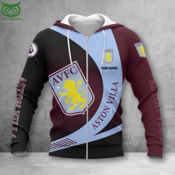 Aston Villa FC Custom Name Premier League Zip Up Hoodie