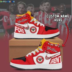Brentford FC Custom Name Premier League Air Jordan 1 High Sneakers