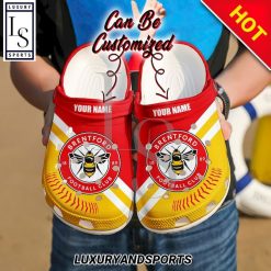 Brentford FC Custom Name Red Yellow Crocs