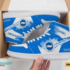 Alternative view of Brighton & Hove Albion FC Custom Name Blue White Air Jordan 1 High Sneakers