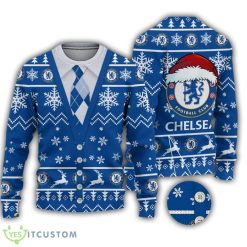 Chelsea FC Vest Pattern Logo Santa Hat Sweater