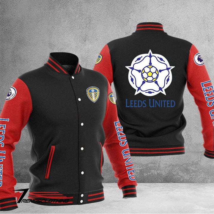 Leeds United Black Red Baseball Jacket