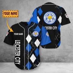 Leicester City FC Custom Name Black Baseball Jersey
