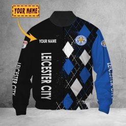 Leicester City FC Custom Name Black Bomber Jacket