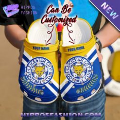 Leicester City FC Custom Name Yellow Blue Crocs