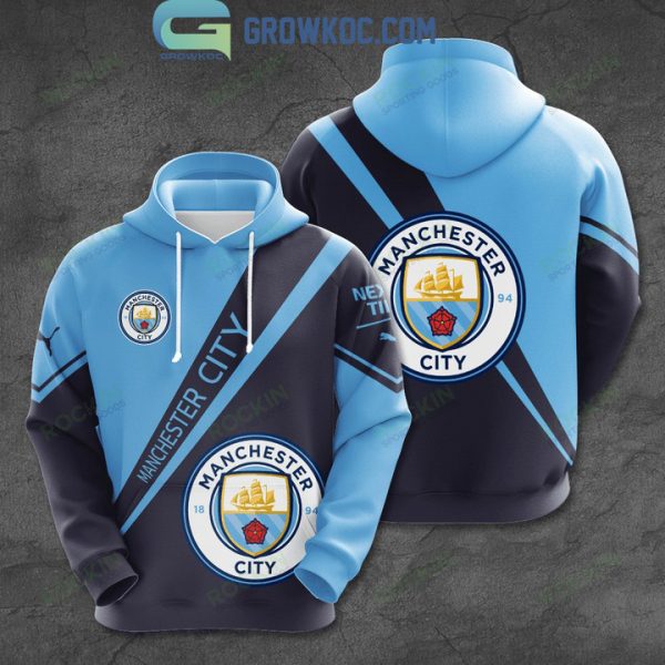 Manchester City Black Blue Pullover Hoodie