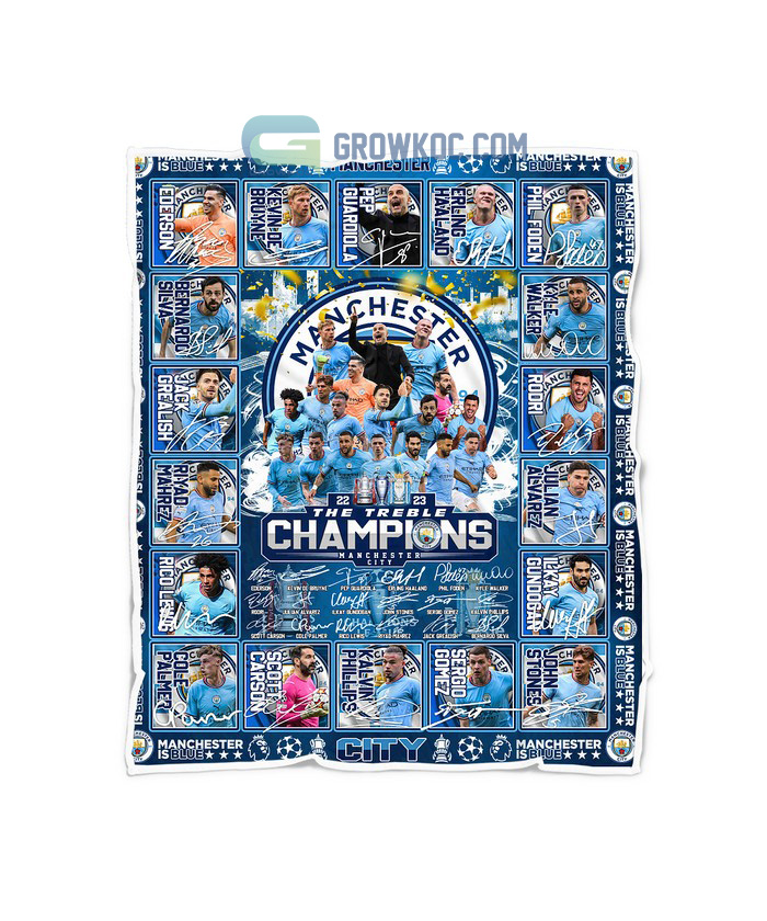 Manchester City The Treble Champions Winners Fleece Blanket