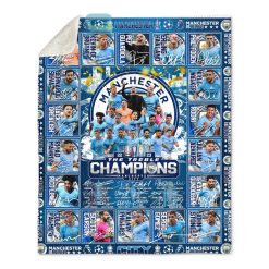Alternative view of Manchester City The Treble Champions Winners Fleece Blanket