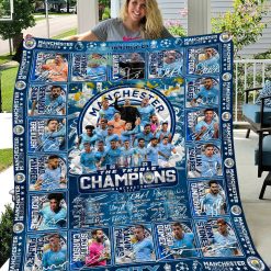 Manchester City The Treble Champions Winners Quilt Blanket