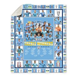 Alternative view of Manchester City The Treble Winners 2023 Fleece Blanket