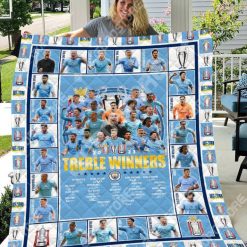 Manchester City The Treble Winners 2023 Quilt Blanket